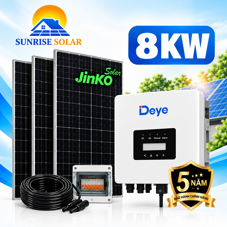 hệ thống điện mặt trời hoà lưới 8kwp
