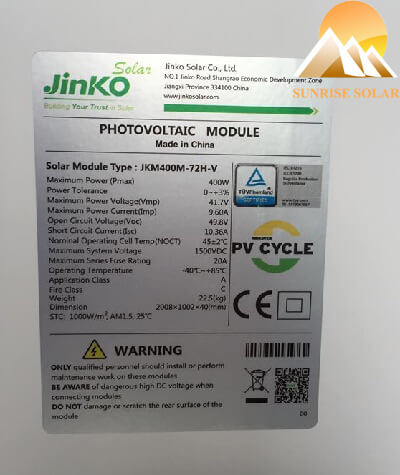 Pin mặt trời Jinko 400W