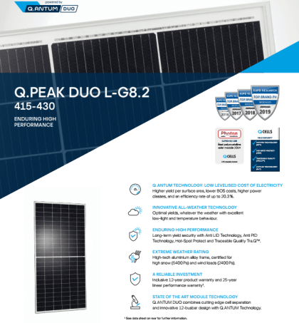 Hanwha qcell mono 420 Wp