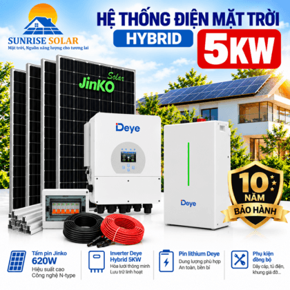 hệ thống điện mặt trời có lưu trữ hybrid 5kw