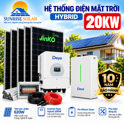 hệ thống điện mặt trời có lưu trữ hybrid 20kw